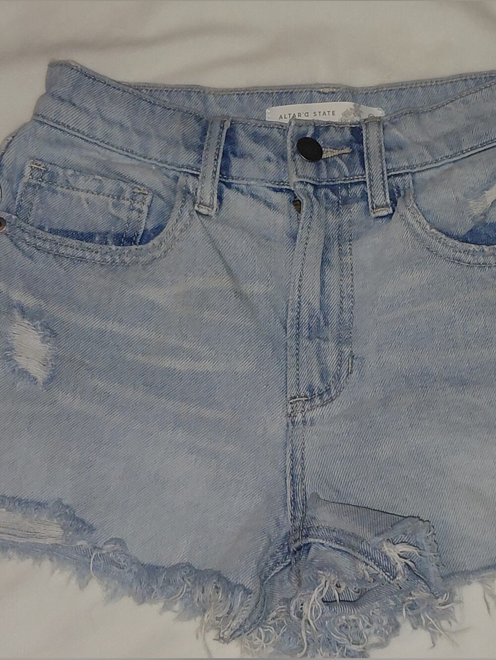 Alter'd State Light Blue Distressed Denim Women's Shorts - Casual Everyday XS